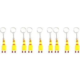 Brinquedos de cachorro Chews 9pcs Squeeze gritando chaveiro de frango pingente amarelo e riscado para keys saco de telefones mini entrega de gotas home dh7al