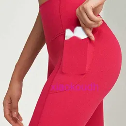 Lu Woman Biker Hotty Hot Lycra Nude No Thread 55 Yoga Pants Womens High Waist Peach Hip Cycling Running Sports Shorts