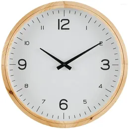 Relógios de parede relógio de madeira marrom claro redonda 15,6 "Estilo de fazenda moderno Uso interno de uso analógico Display Durável Material de pinho de alta qualidade Chic chic