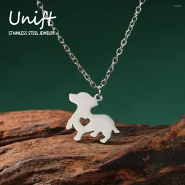 Pendant Necklaces Unift Puppy Dachshund Dog For Women Stainless Steel Neck Chain Fashion Lovely Jewelry Pet Memorial Friend Gift