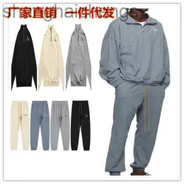 Luxur Counter Top Grade Designer Rhuder Hoodies High Street broderad banner Standing Neck Half Zipper tröja Pants Mens Womens Leisure Sports Set med logotyp