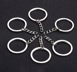 Polished Silver Color 30mm Keyring Keychain Split Ring With Short Chain Key Rings Women Men DIY Key Chains Accessories 10pcs ps0472322796