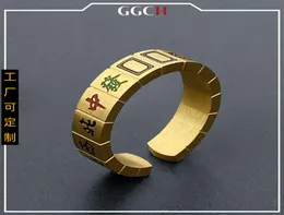 Dreizehn Yao Mahjong Creative Fashion Titanium Stahl Open Ring Men039s und Women039s Trend Persönlichkeit Vielseitiger Ring Jewelr5143122