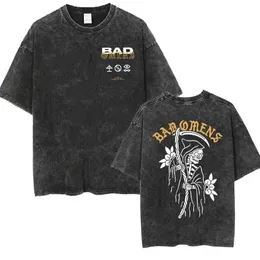 BAD HISENS BAND BAND MUSIC TOUR 2024 Maglietta lavata Retro 90s uomini Abbigliamento da donna Y2K Hip Hop T-shirt Tees oversize Streetwear 240509