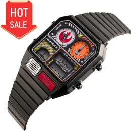 Humpbuck tidlöst rostfritt stål timepiece Dual Time Zone Classic Design Waterproof Timeless Watch 240428