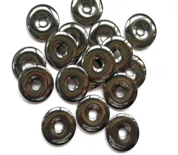 Handla 6st Hematite Donut Stone 30mm Disc Silver Grey Hematite Gemstone Pi Donut Focal Pendant Hemaite Jewelry4792312
