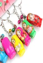 Keychains 12pcsset ryska häckande dockor Key Ring Babushka Matryoshka figurer Kids Toy18643949