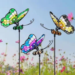 MAGGIFT 24 Inch Butterfly Garden Stakes Decor, Dragoy Hummingbird Stakes, Glow in Dark Metal Yard Art for Mom, Mothers Day Ideal Gifts, Indoor Outdoor Lawn