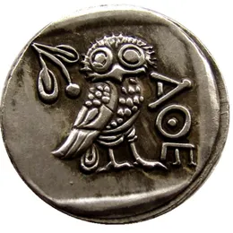 G02 Rzadka starożytna moneta starożytna Atena grecka srebrna drachm Ateena Grecja sowa drac mosiężne ozdoby repliki Monety 8160932