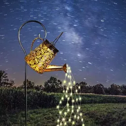 A rega do jardim pode luzes, a cachoeira solar com luzes de carregamento à prova d'água em cascata, jardim do lado de fora, lanterna de fada solar de luz solar ao ar livre