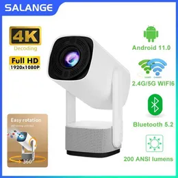 Projetores Salange K2 Projector Android 11.0 2.4/5G WiFi 6 Bt 5.2 1080p suporta 4K Home Theater ao ar livre Mini Projetor Atualização HY300 J240509