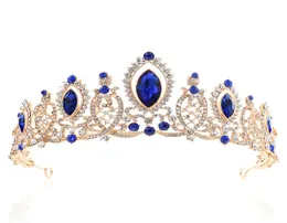 2020 Principessa cristalli Crown Crown Tiarani da sposa Baroque Regina King Crown Clear Royal Blue Rosso Rhinestone Bridal Tiara Crown3917665