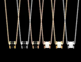 3 Colors High Quality Stainless Steel Spring Pendant Women Designer Necklaces B Letter Black And White Threaded Ceramics Necklace 2462559