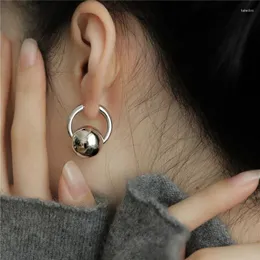 Hoop Earrings SHANGZHIHUA Golden Color Ball Semi-Circle Thick Hollow Minimalist Retro Irregular Orb Studs Chic For Women Jewelry