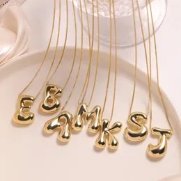 Цепи Креные шариковые пузыря название 26 Первоначальные буквы подвесные ожерелья Золотые покрытые A-Z Choker Collece Calemal