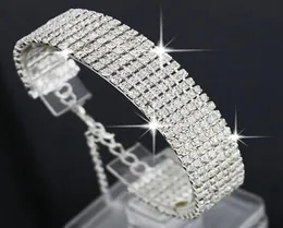Multilayer Luxury Crystal Rhinestone Armband för kvinnor Bröllop Bridal Bangle 925 Silver Gold Plated Fashion Jewelry Party Gifts5400594