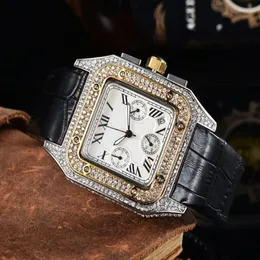 Mens Diamonds Full Diamonds Watches Top Brand Brand Luxury Square Designer Waterproof Watch Women Men Relogio Masculino 2766