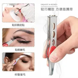 2024 LED Eyebrow Tweezers Oblique Tip Eyebrow Trimming Clip Stainless Steel Eye Hair Removal Clamp False Eyelashes Curler Makeup Tool for