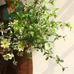 Dekorativa blommor 98 cm konstgjorda pärlblomma grön växtblad bröllop hem dekoration modern konst fönster klubb mjuk