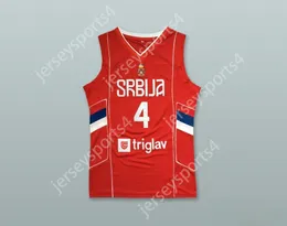 Custom Nay Mens Youth/Kids Milos Teodosic 4 Serbia Red Basketball Jersey Top Top S-6xl Cucite