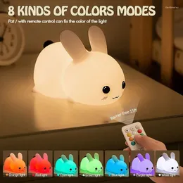 야간 조명 kawaii 어린이 7color light silicone 아기 보육 USB 충전식 침대 옆 램프 침실