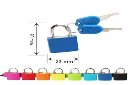 30x23mm Liten mini Strong Metal Padlock Travel Suitcase Diary Book Lock With 2 Keys Security Bagage Padlock Decoration 8 Colors D5305219