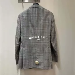 Men Blazers Winter Brioni Plaid Wool Silk and Cashmere Mixed Linen Jacket Coats