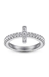 المجوهرات S925 STERLING SILVER TFAMILY RING للنساء اليابان وكوريا الجنوبية البسيطة TSHAPED INDEX مليئة بالماس 21954832524282