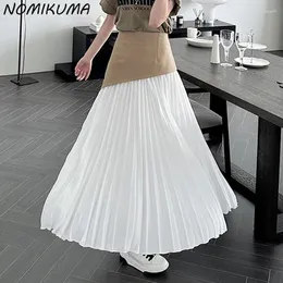 Gonne Nomikuma Fashion Hit Color Patchwork High Waled Long Causal A-Line Women Elegant coreano P; Scapata mangiata Faldas de Mujer