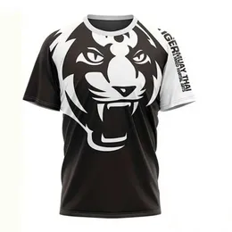 T-shirt maschile MMA MMA Fightt Shirt Mens Tiger grafica Short Short Tee Muaythai Sports Trainthirts Clothtops di grandi dimensioni J240509