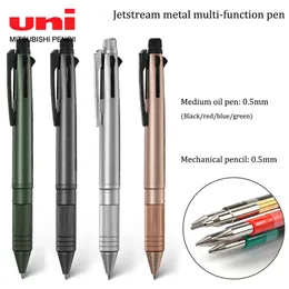 UNI Metal Multi-Function Ballpoint Pen 5 i 1 Mekanisk blyertspenna JetStream Quick Torkning 0,38/0,5/0,7 mm påfyllning för Business School 240509