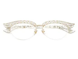 Cubojue Cat Eye Eye Pearl Women Glasses Clear Lens Ayeglasses Frames Frames Woman Half Frame Eyeglass Ladies9143674