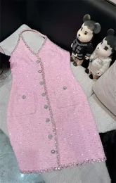 Chan 2024 cc yeni pembe elbise seksi elbise etek etek yüksek kaliteli tasarımcı kıyafetleri kadın tasarımcı elbise yazlık elbise tasarımcısı kadınlar için parti elbise hediyesi