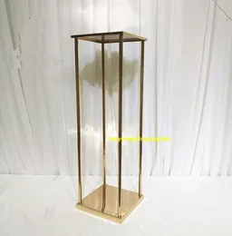 Decorazione per feste 12pcs 70cmtallsquare Wedding Metal Gold Color Flower Vase Stand per centrotavola Senyu22224020079