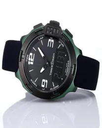 Whole T Race Touch T081 Screen Altimeter Compass Chrono Quartz Black Rubber Strap Deployment Clasp Green Men Watch Wristwatche9574720