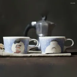 Coppe Saucers Christmas Cute Breakfast Cup e Saucer Kawaii Creative Ceramic Ceramic Mug da 180 ml Taza de Cafe Coffee