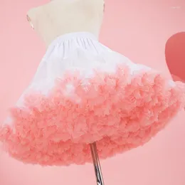 스커트 푹신한 얇은징 페티코트 로리타 로리타 핑크 블러스트 스커트 Faldas Cloud Tutu 스커트 Crinoline Princess Ballet Dance Pettiskirts 45cm