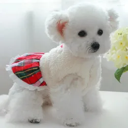 Abbigliamento per cani e costumi natalizi per gatti inverno stile inverno giorno di lussureggiante velluto addensato abito di cotone vestito per animali domestici