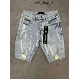 Jeans viola designer corto designer maschile jeans pantaloni denim maschi jeans hip hop buchi cortometraggi casual ginocchiera ginocchiere