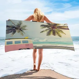 Havlu plaj minibus hoş manzara bahar 31x51inch superfiber hızlı kuruyan yüz sörf baskısı
