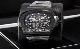 Новый классический 5711 Pvd Steel Black Skeleton Globe Dial A2813 Automatic Mens Watch Sports Sports Watches Cheap Puctime PB305409988