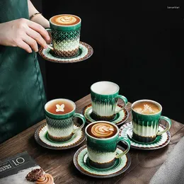 Canecas de café turquesa de canecas com pires Creative Kiln Pull Office Tea Cup Presente