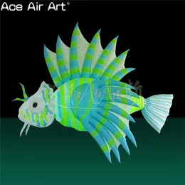 Porte de uma criatura marítima inflável e inflável, decoração de festas vívidas LED peixe/tartaruga/camarão com luzes brancas para eventos ao ar livre feitos de Ace Air Art