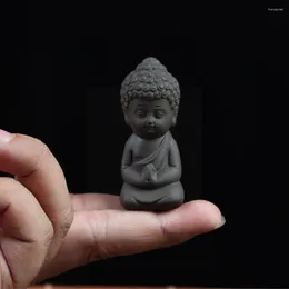 Figurine decorative Mini Buddha in ceramica statue carina monaco Monaco MEDITATION Ornamento in miniatura per il tè casa decorazione per la casa