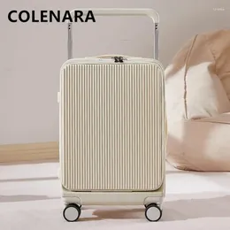 Suitcases COLENARA Luggage With Wheels Front Opening Laptop Boarding Case USB Charging Trolley 20"22"24"26 Inch Cabin Suitcase