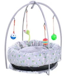 Cat Hommock Bed Puppy Dog Play Tält med Hanging Toys Bells Soft Sleeping Loorger Sofas Nest för katter Small Dogs8428888