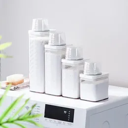 Bottiglie di stoccaggio trasparente detersivo per lavanderia dispenser serbatoio contenitore in polvere scatola liquido 700/1100/1500/1900ml