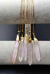 WTN860 Healing Aura Women Jewelryatural Quartz Angel Color с 18 -х золотой цепной колье Whole1234008