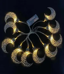 10 LED Ramadan String Eid Mubarak Moon Star em forma de bateria alimentada por bateria quente Luz de fada decoração de casa HHA35343009537