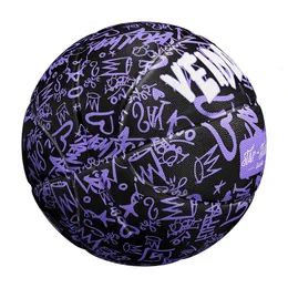 Черный фиолетовый резиновый баскетбольный мяч Официальный размер 7 Бесплатный сетка игла насос на открытом воздухе. Прочный баскет -баскет 240510